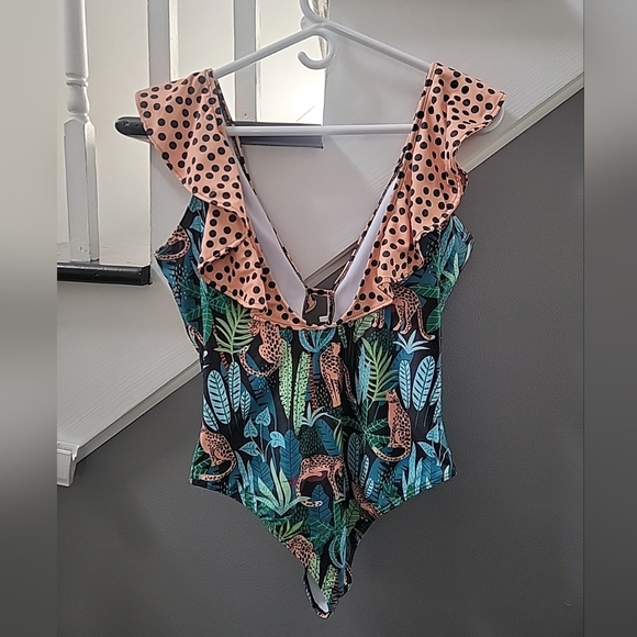 Sporlike One-Piece Swimsuit Womens Sz L Leopard Animal Print Bathing Swimwear - Picture 3 of 4